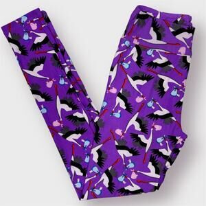 LuLaRoe Purple Baby Pregnancy Gender Reveal Stork Leggings Women's One Size OS